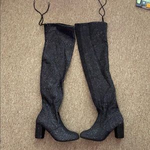 Women’s Over the Knee Black Sparkly Boots